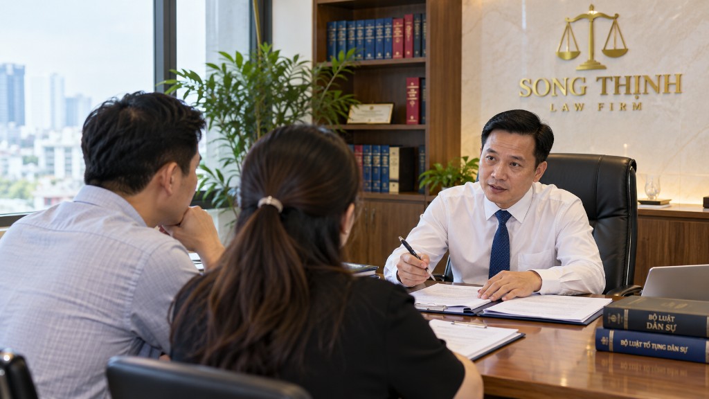 Luật sư Song Thịnh tư vấn khách hàng tại văn phòng