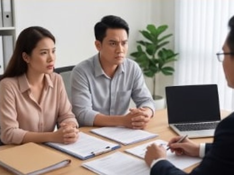 Tài liệu tài chính và giấy tờ tài sản đặt trên bàn làm việc